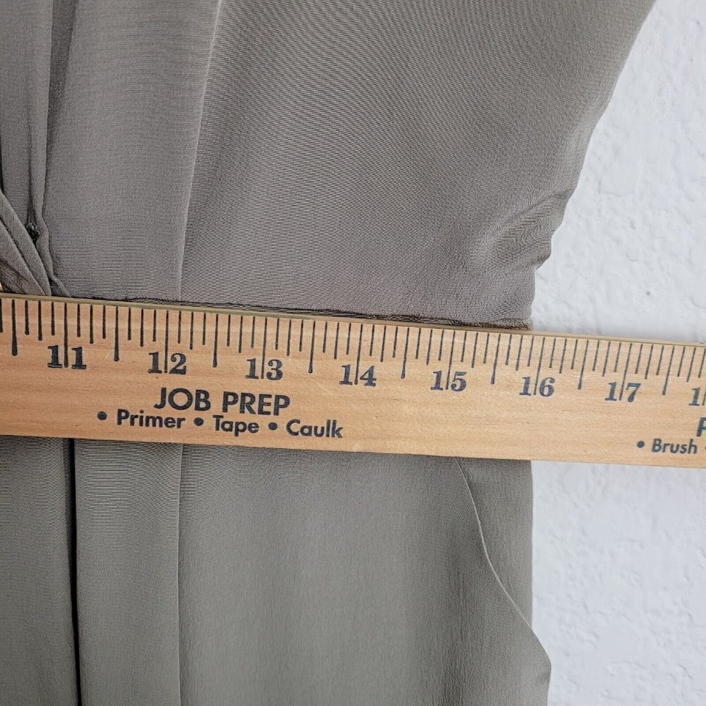 Vintage Talbots 100% Silk Faux Wrap Dress Sz 10 Taupe Short Sleeves Career READ - Picture 13 of 14